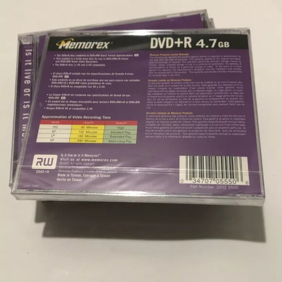 Memorex DVD+R 4.7 GB 120 Minute 4X RW, 6 pc, Sealed Discs + Cases - Picture 2 of 10